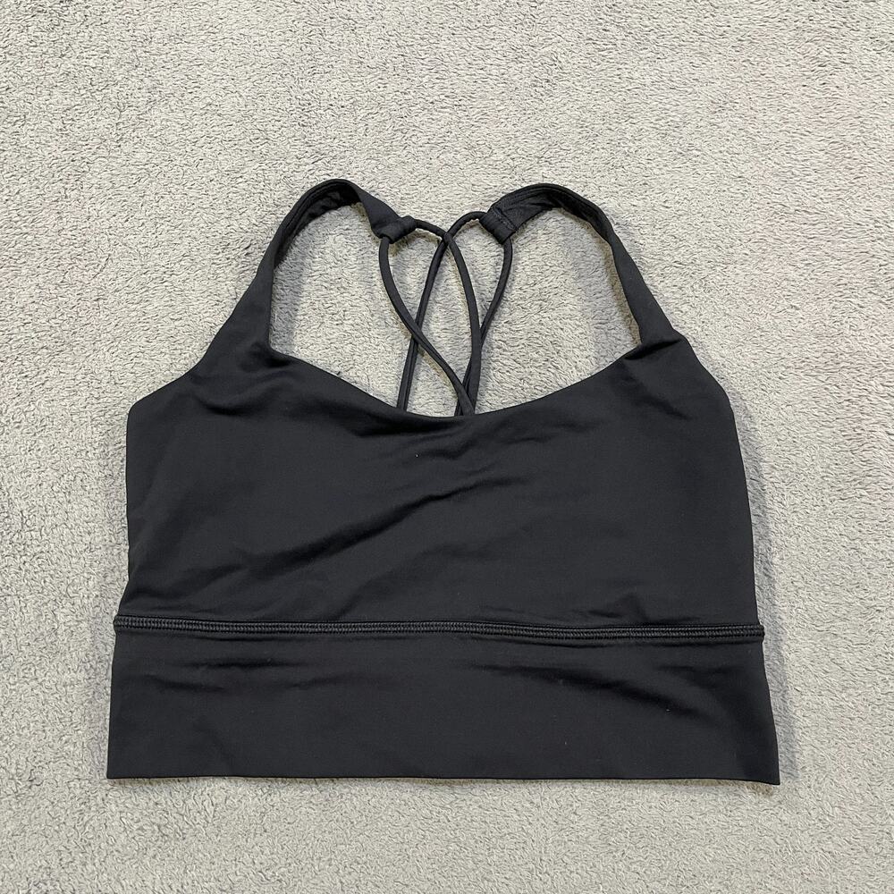 Lululemon Love Knot Black Strappy Cross Back Training Sports Bra Women's Size 6